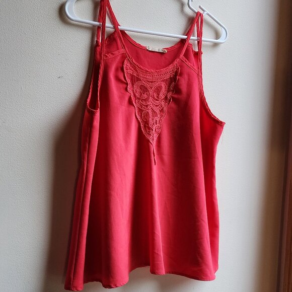 Haute Society Hot Pink Lace Tank Top Size Small - Picture 4 of 12